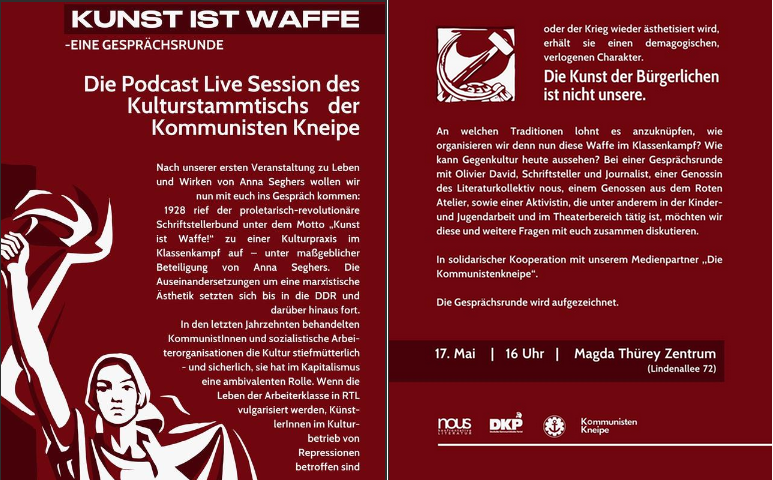 Kunst ist Waffe - Die Kunst der Bürgerlichen ist nicht unsere.